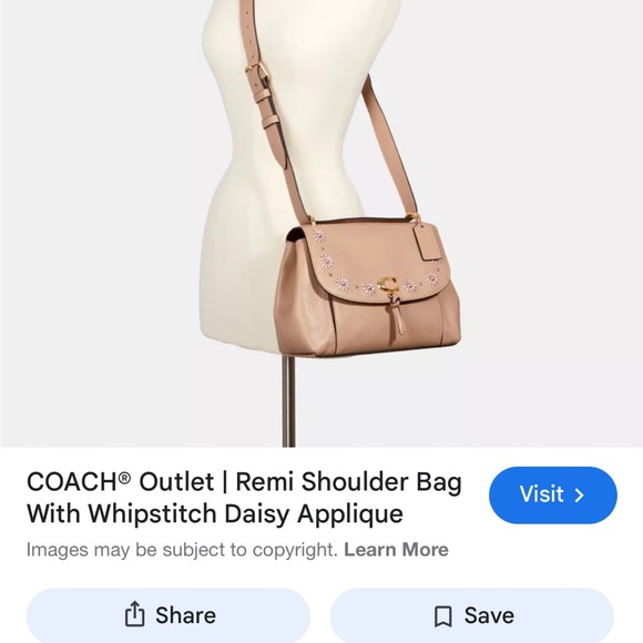 Coach Beige Leather Shoulder Bag with Floral Accents - Picture 2 of 6